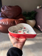 Beautiful Heart Plate | White Ceramic Plate with Red Border