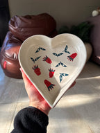 Beautiful Heart Plate | White Ceramic Plate with Red Border