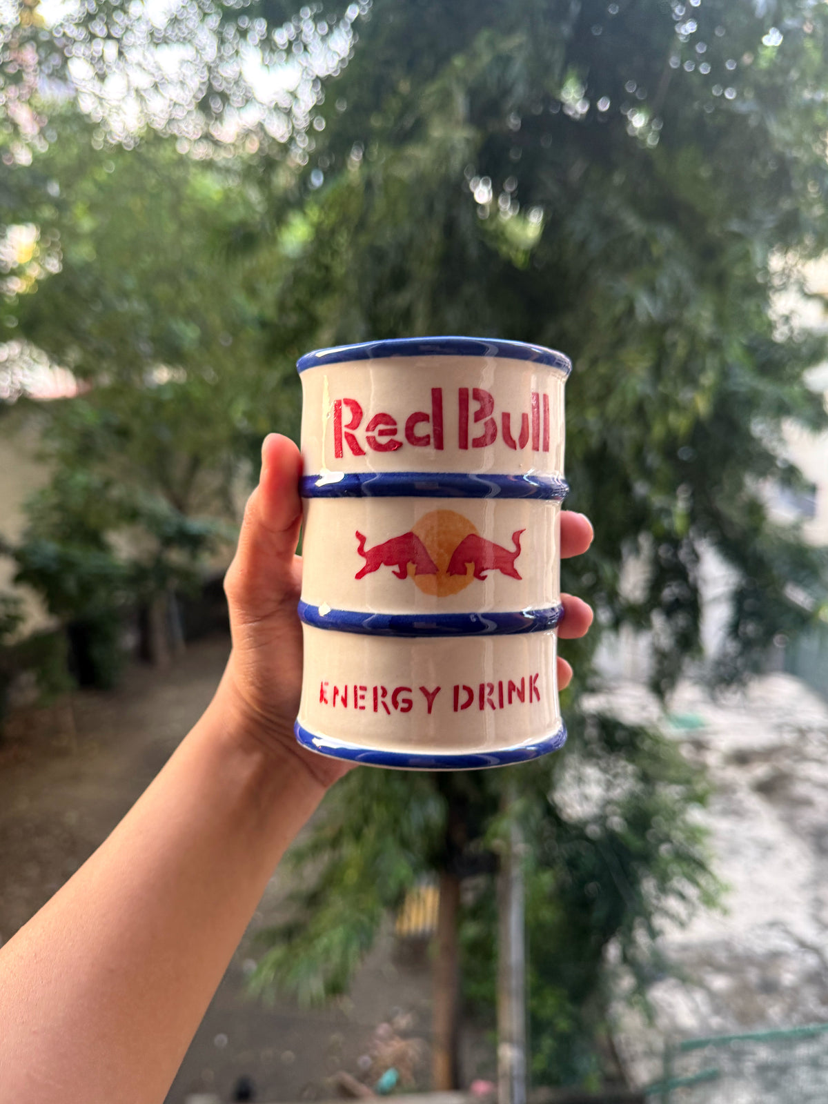 Red Bull Drum-Shaped Ceramic Tumbler⚡🥤
