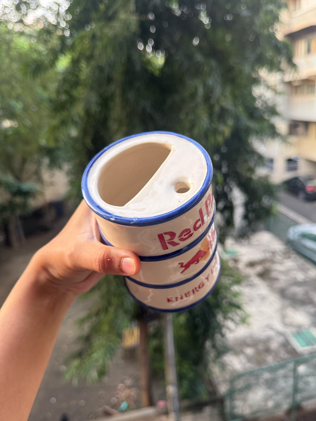 Red Bull Drum-Shaped Ceramic Tumbler⚡🥤