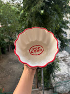 Big Popcorn Bowl with scalloped rim🍿❤️ For Retro & Cozy Movie Nights