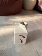 Ceramic Milk carton vase with chillis
