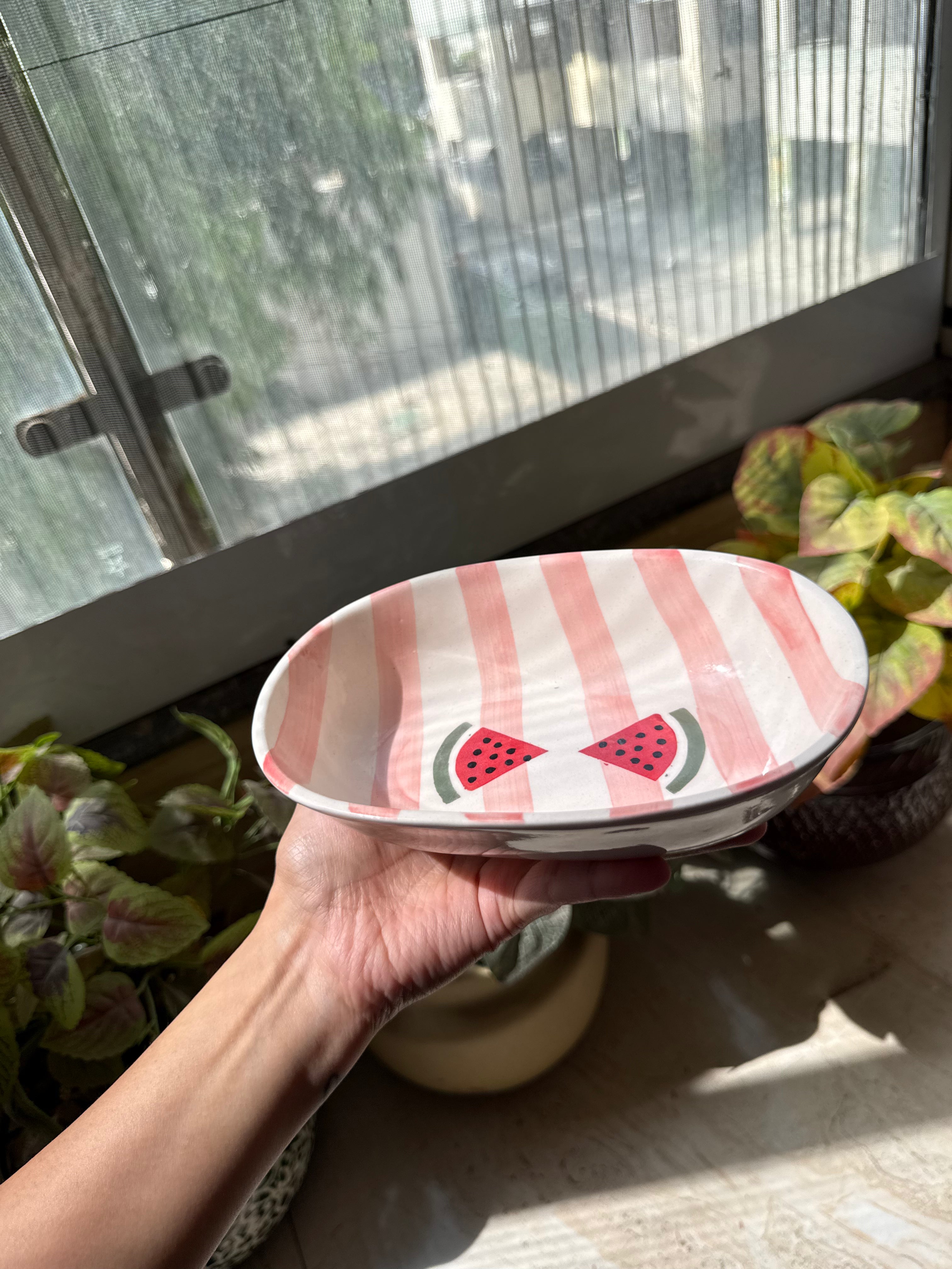 Watermelon Whirl Oval Bowl 🍉