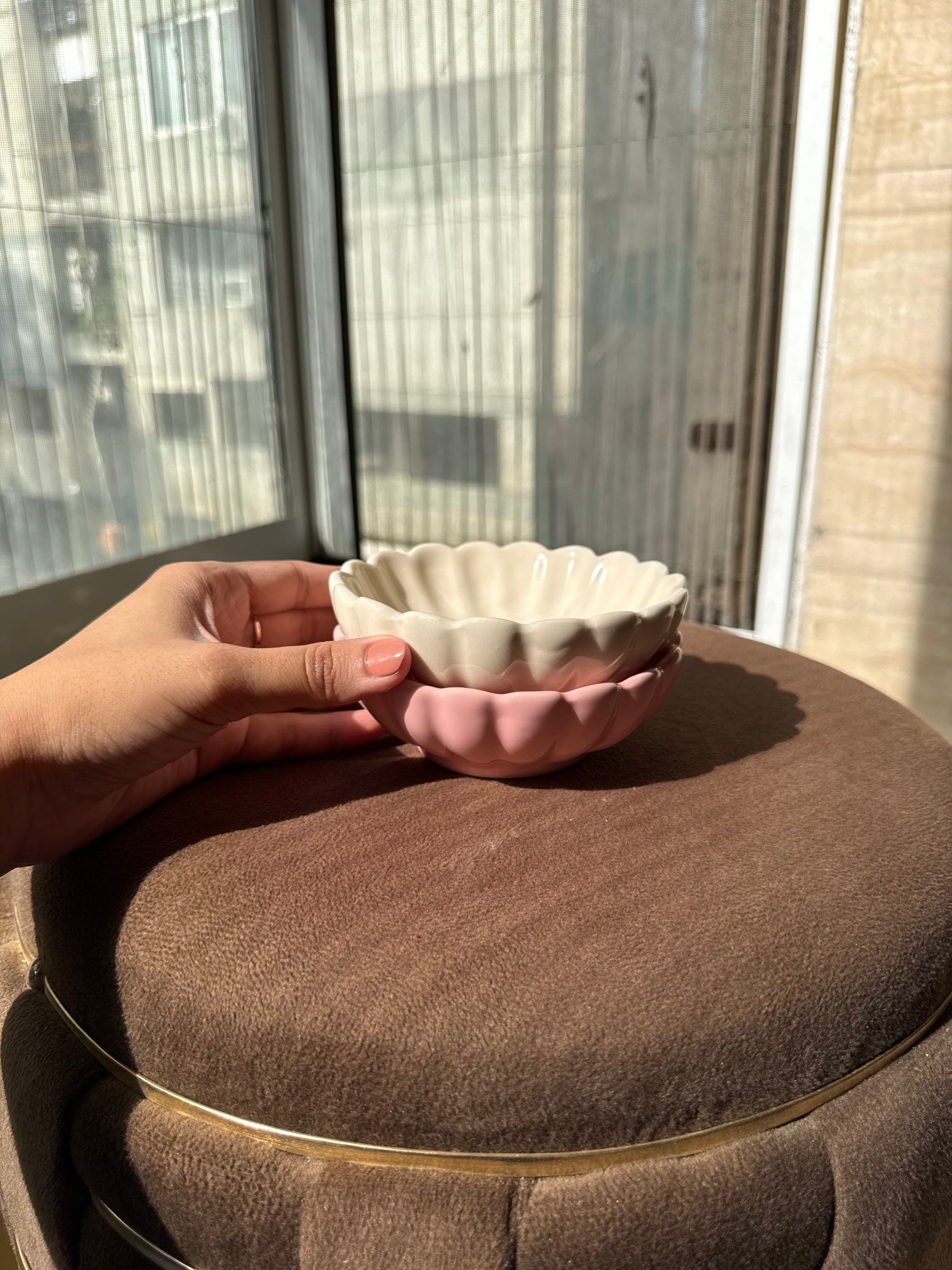 Petal Bliss Ice Cream Bowl Set 🌸 (Pack of 2) | Perfect for ice cream, desserts & snacks