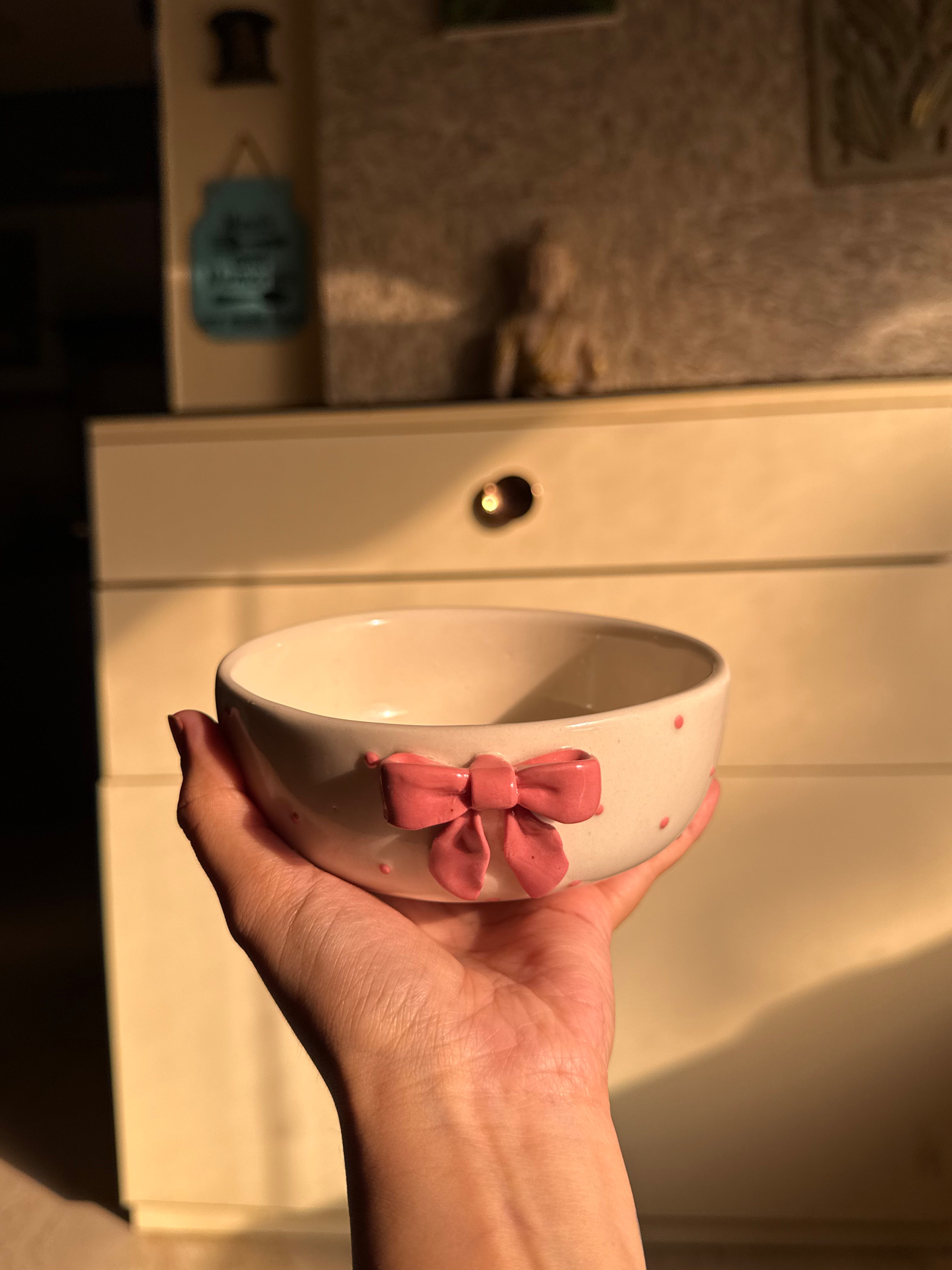 Blush Bow Ceramic Bowl 🎀
