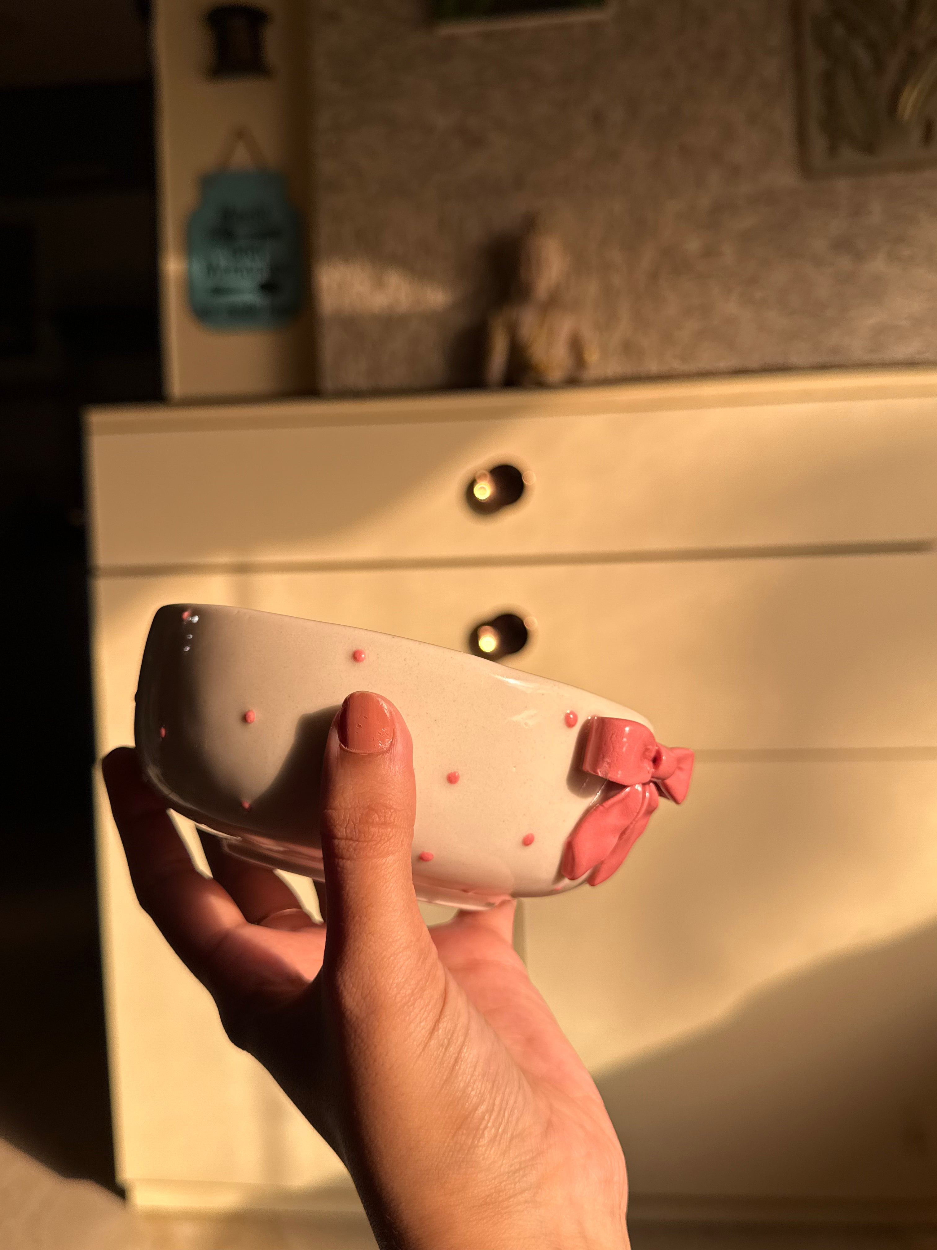Blush Bow Ceramic Bowl 🎀