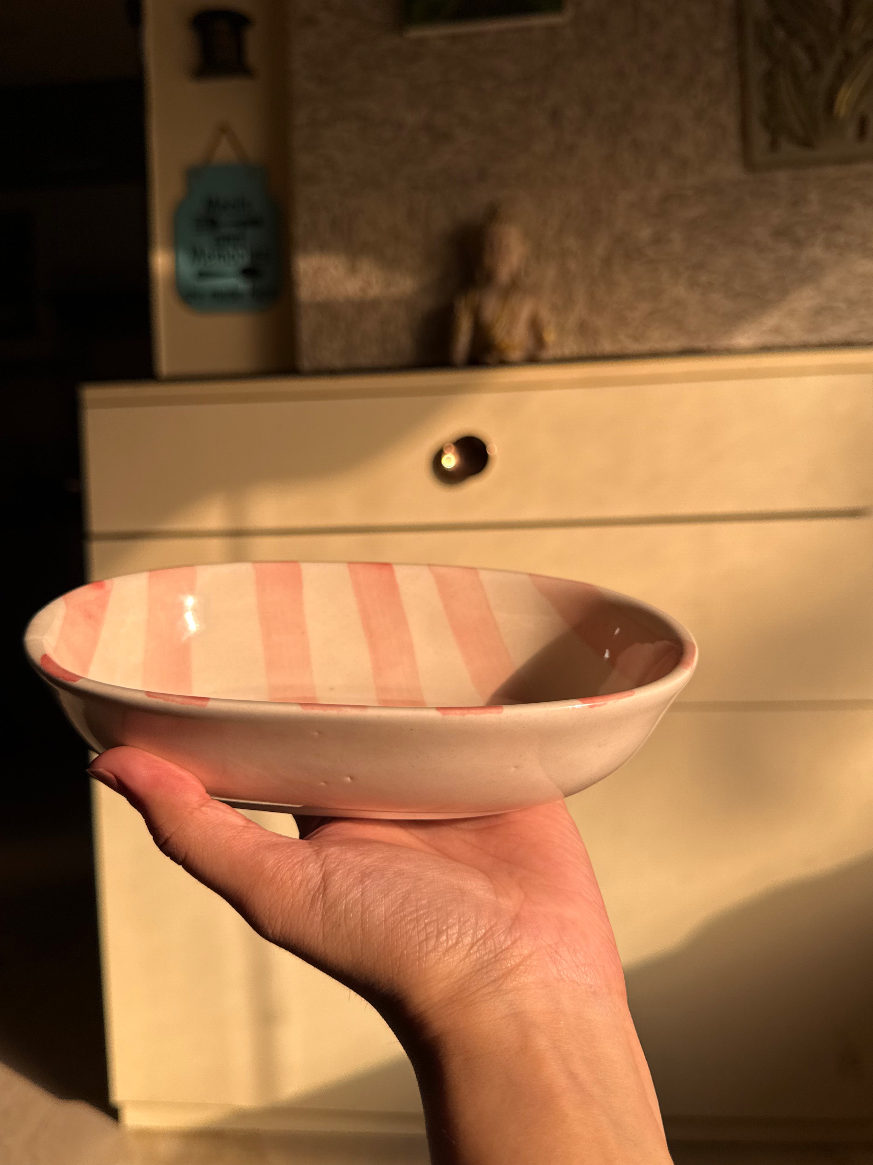 Strawberry Blush Oval Bowl 🍓
