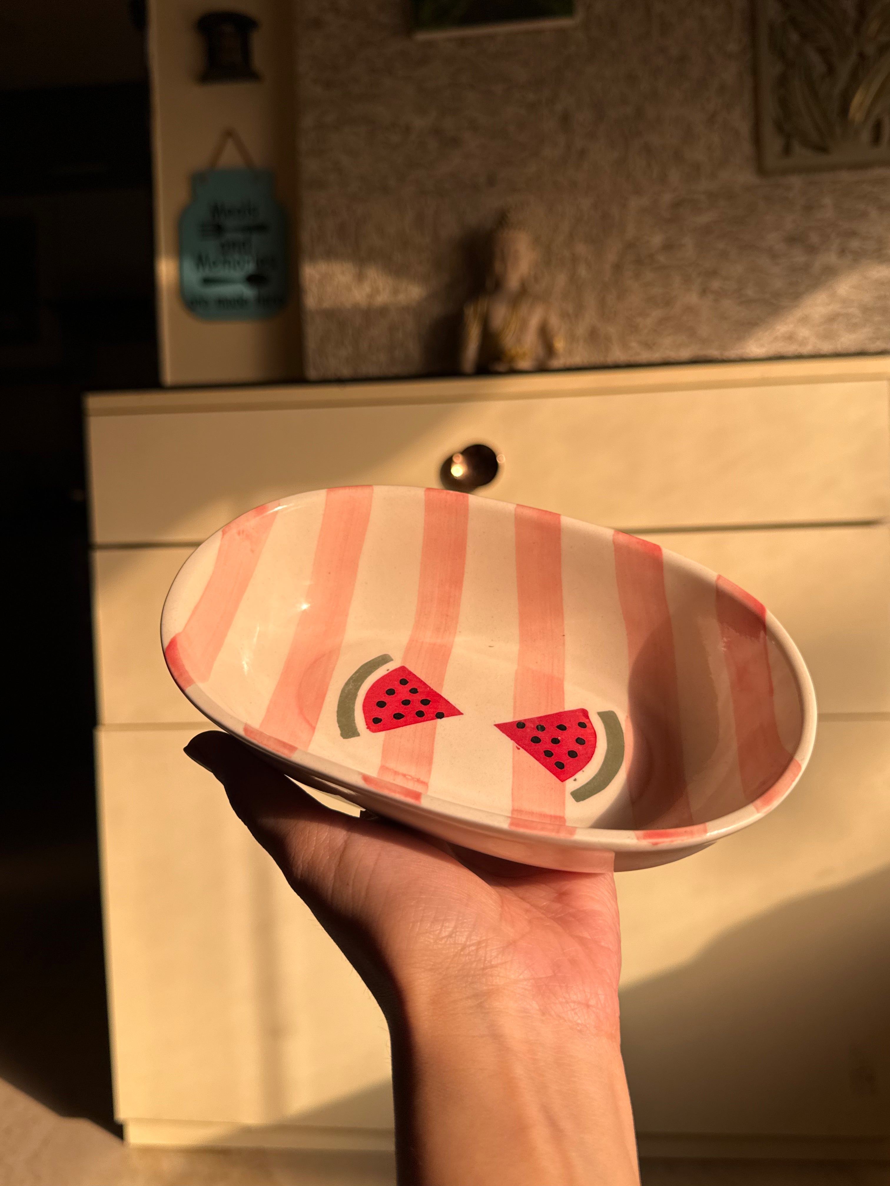 Watermelon Whirl Oval Bowl 🍉