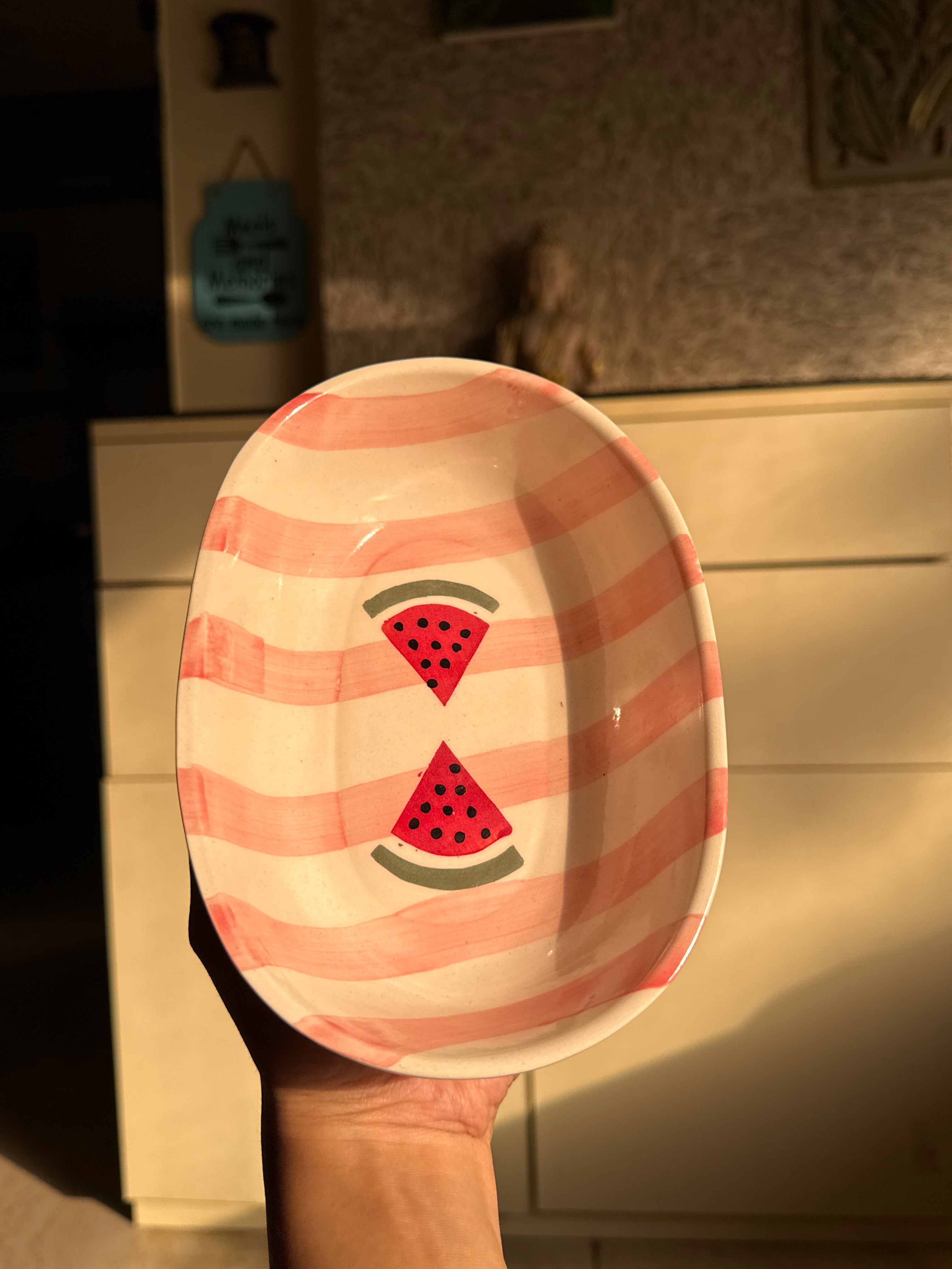 Watermelon Whirl Oval Bowl 🍉