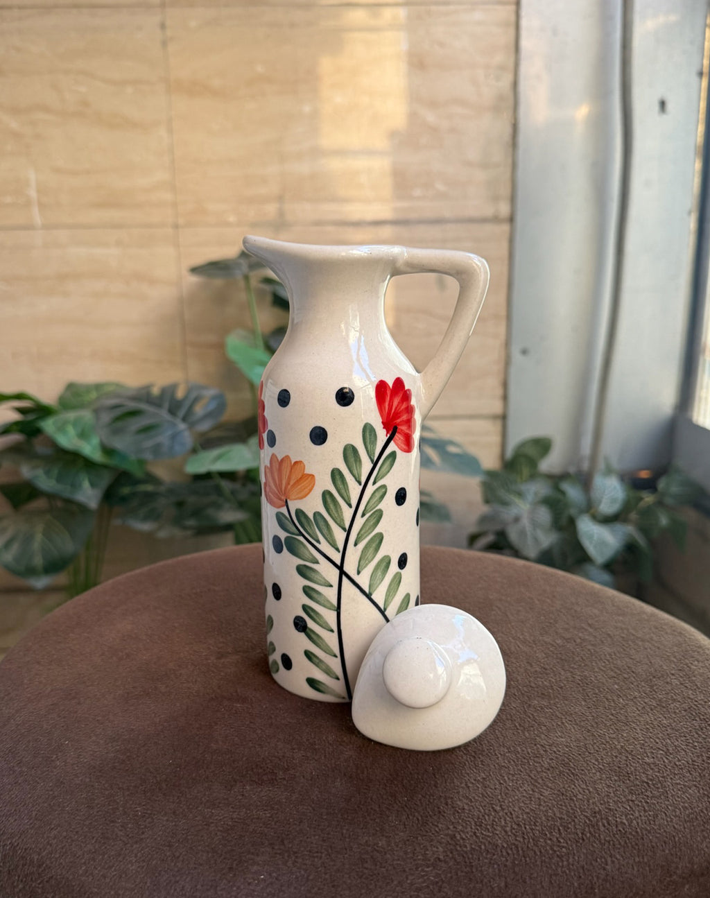 Oil Dispenser with Flowers and Leaves