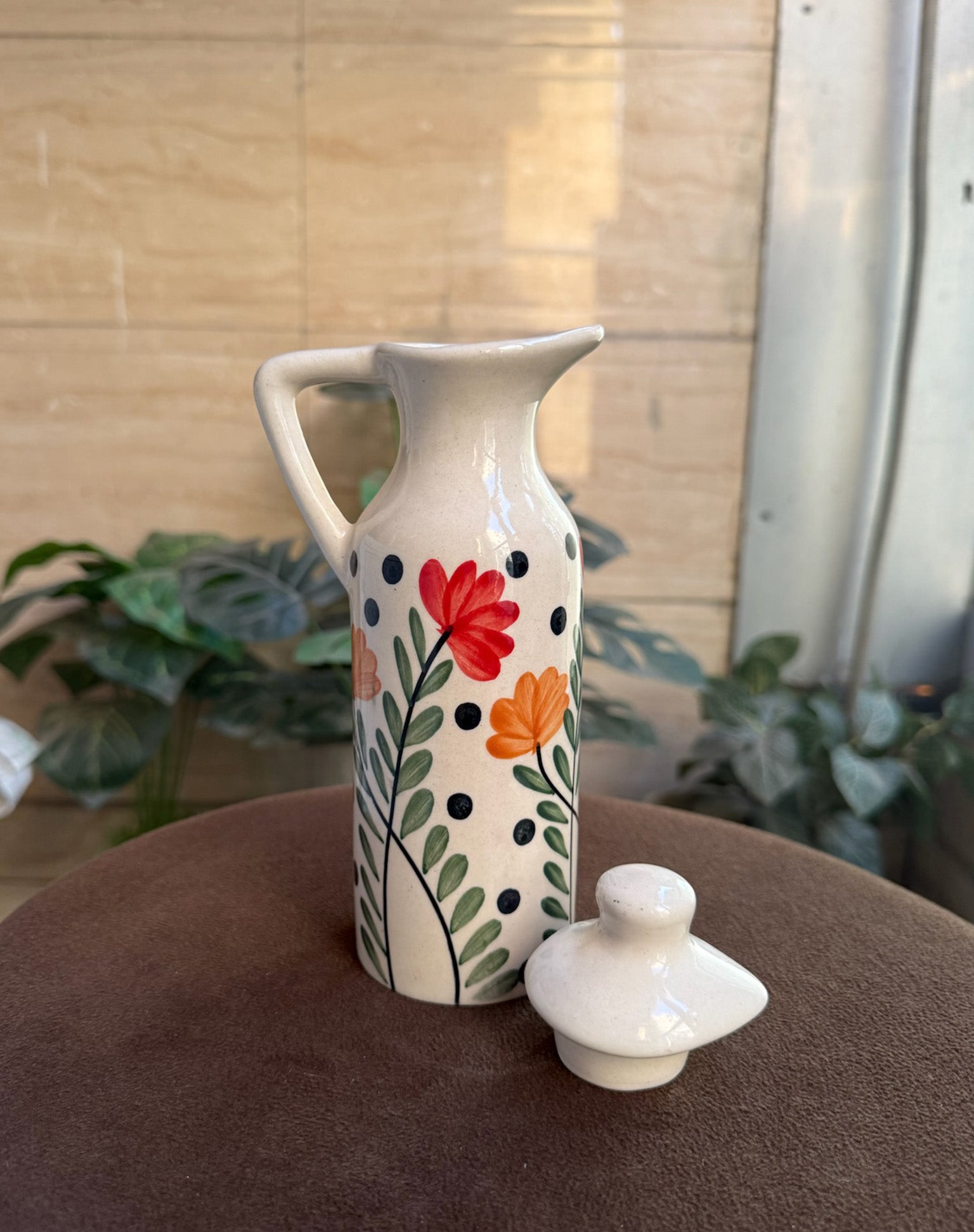 Oil Dispenser with Flowers and Leaves