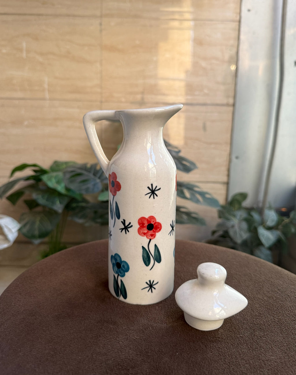 Oil Dispenser with Small Flowers and Leaves