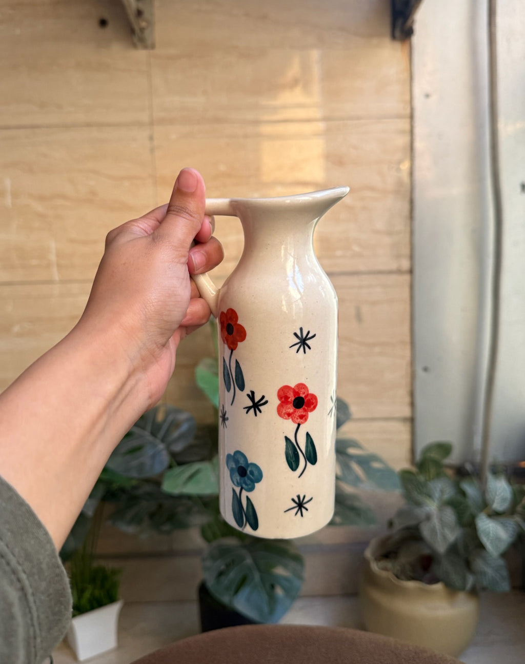 Oil Dispenser with Small Flowers and Leaves