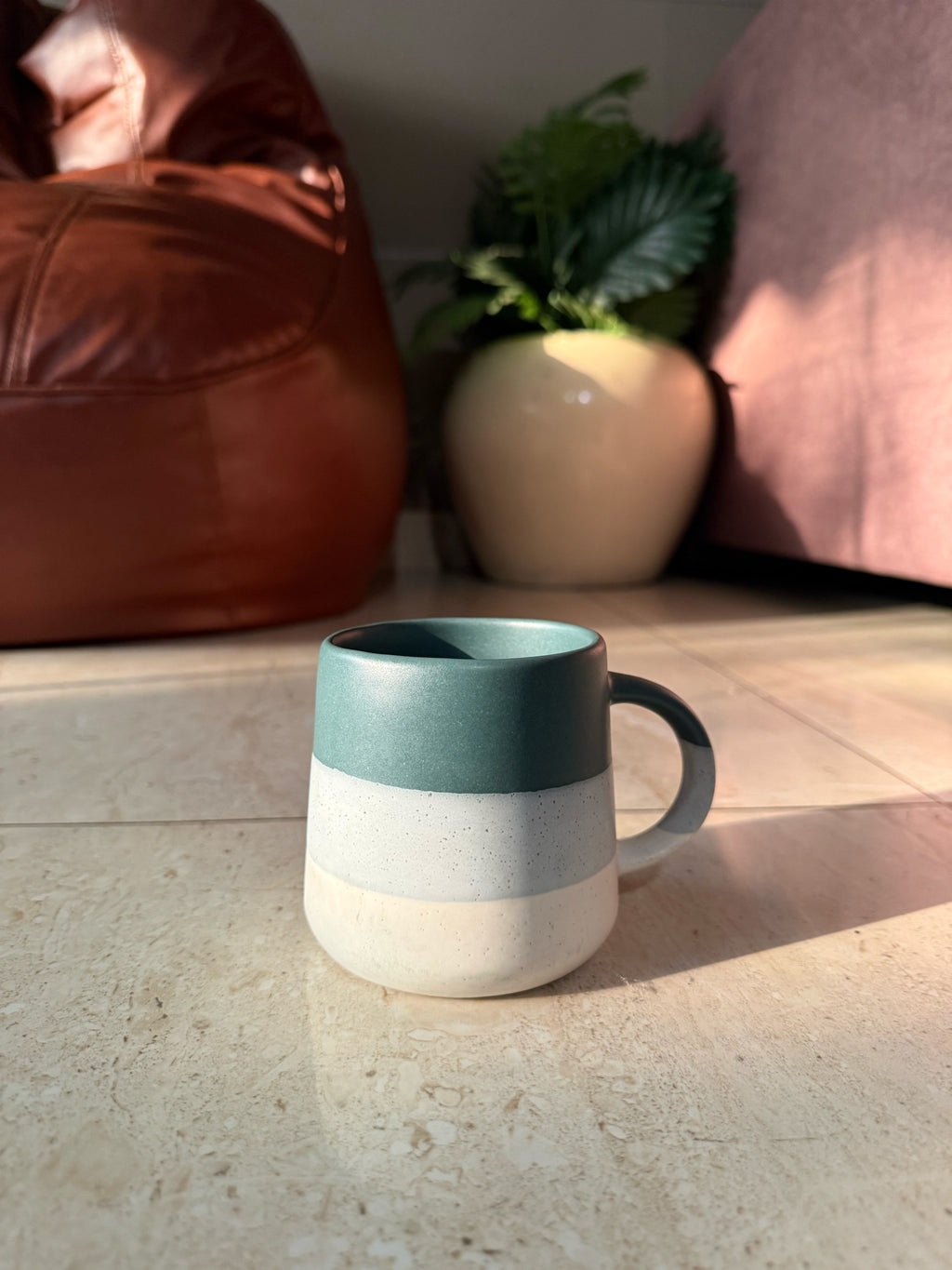 Green Stripes Ceramic Mug | Modern Mug