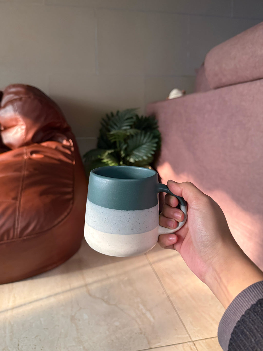 Green Stripes Ceramic Mug | Modern Mug