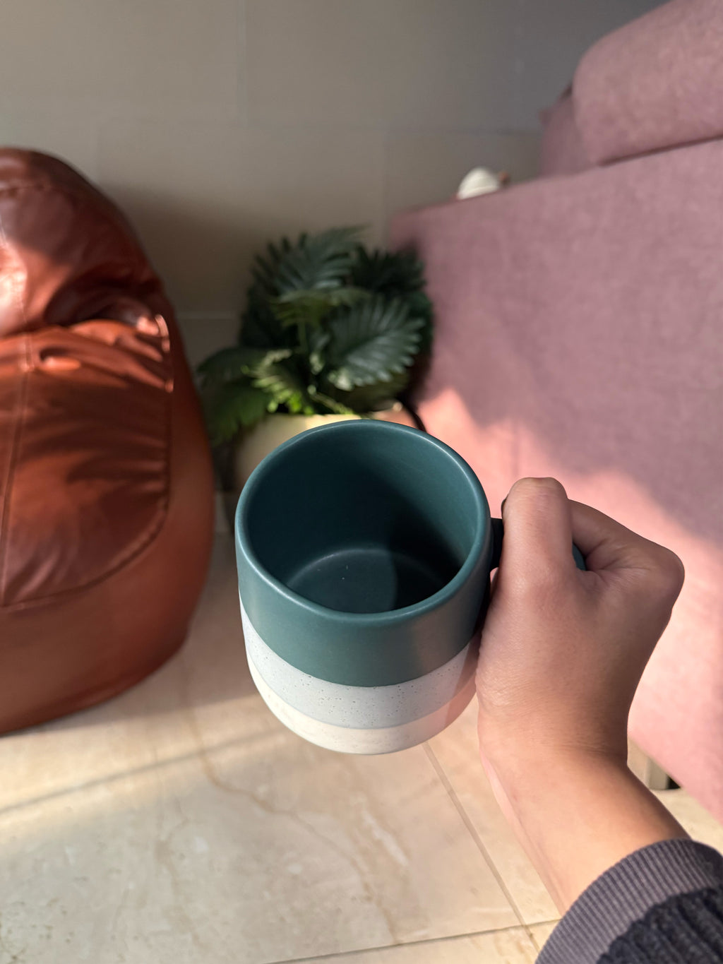 Green Stripes Ceramic Mug | Modern Mug