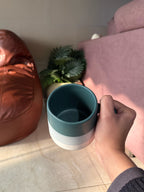 Green Stripes Ceramic Mug | Modern Mug