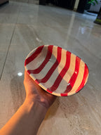 Red Stripes Oval Bowl