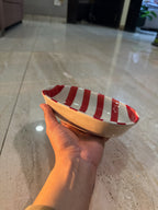 Red Stripes Oval Bowl