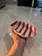 Red Stripes Oval Bowl