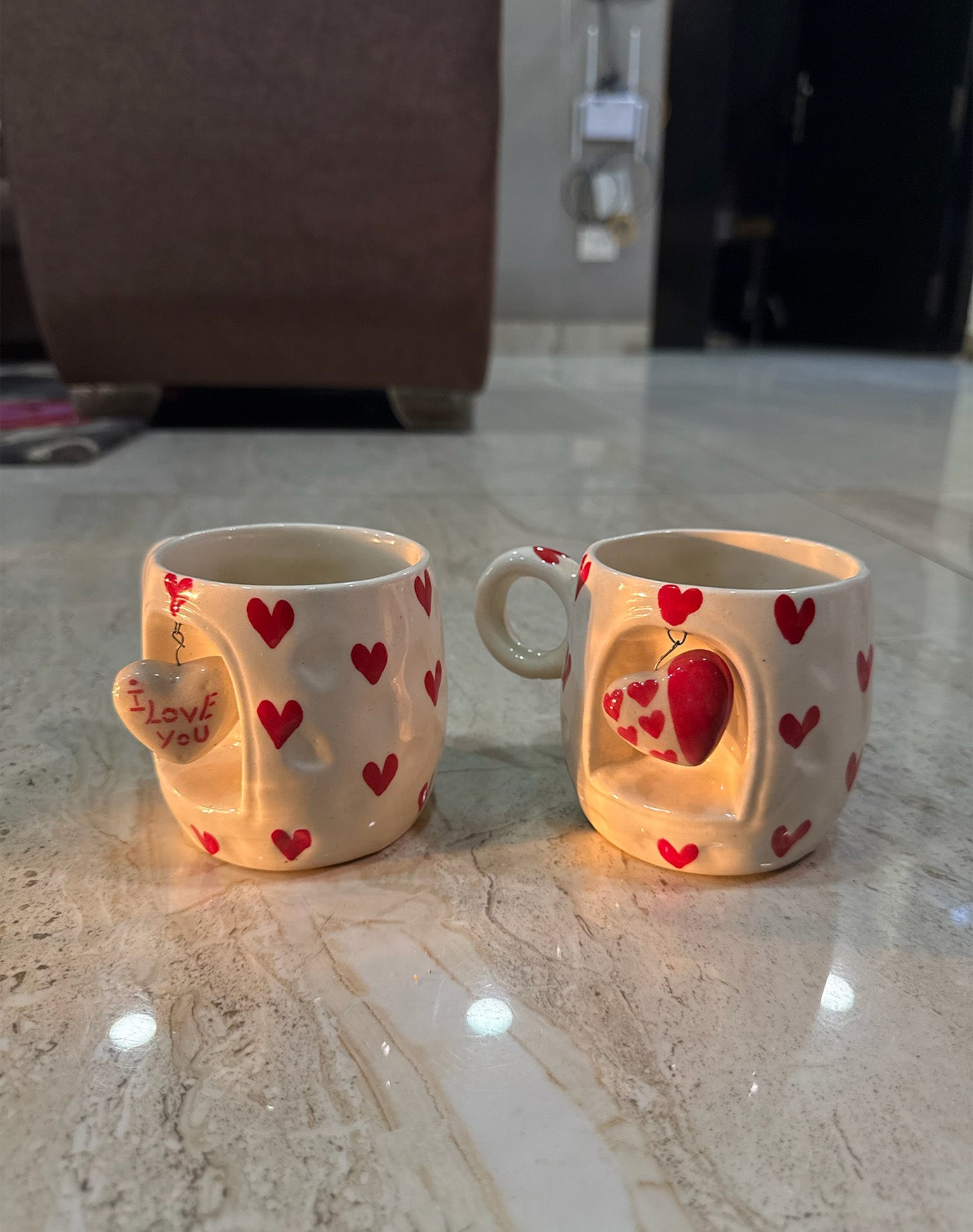 Heart Charm Mugs Combo (Set of 2)