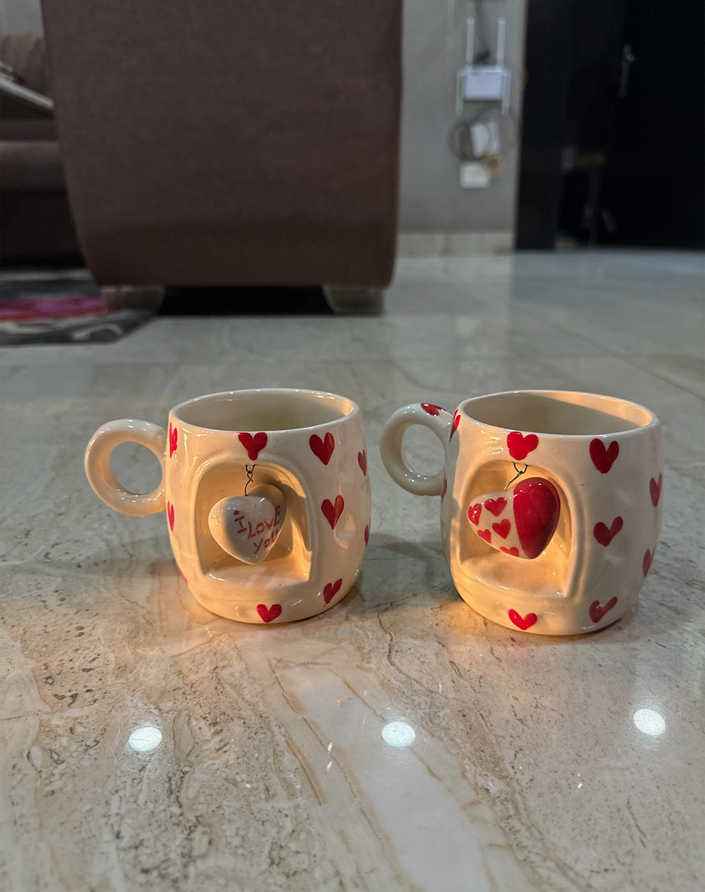 Heart Charm Mugs Combo (Set of 2)
