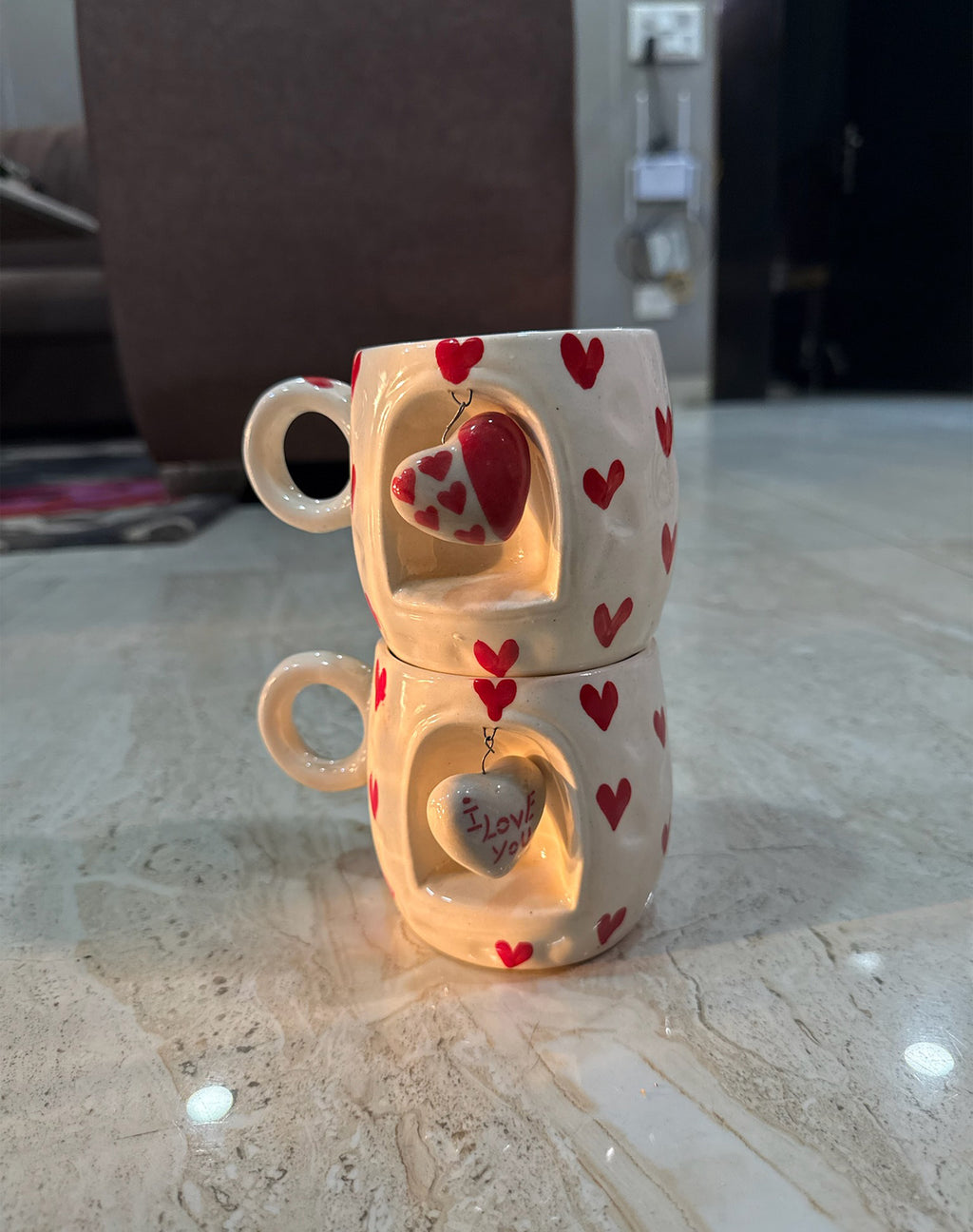 Heart Charm Mugs Combo (Set of 2)
