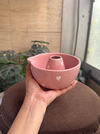Pink Matcha Bowl with White hearts