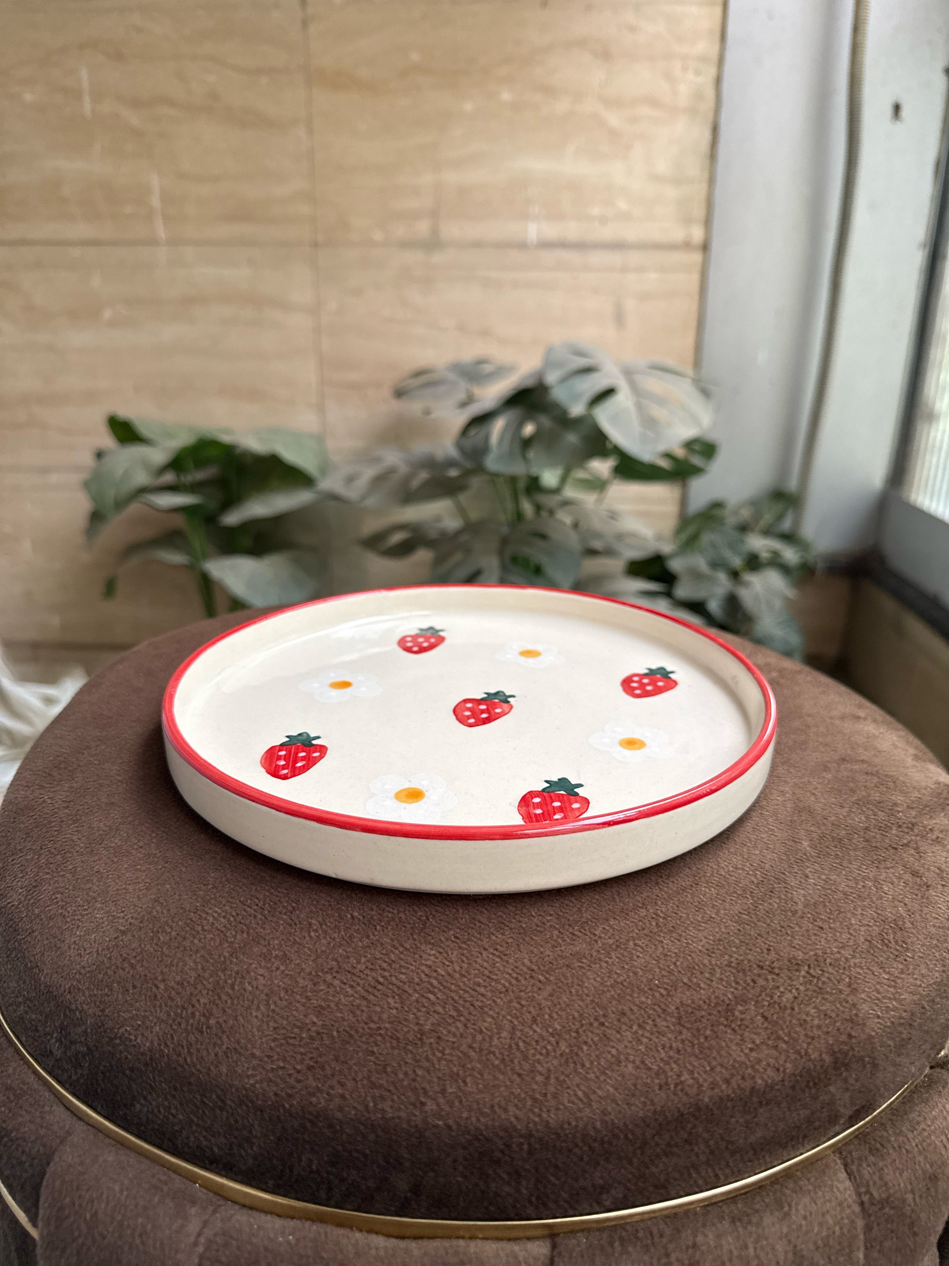 Strawberry Plate | Beautiful Handpainted Strawberries | 8-inch Ceramic Plate