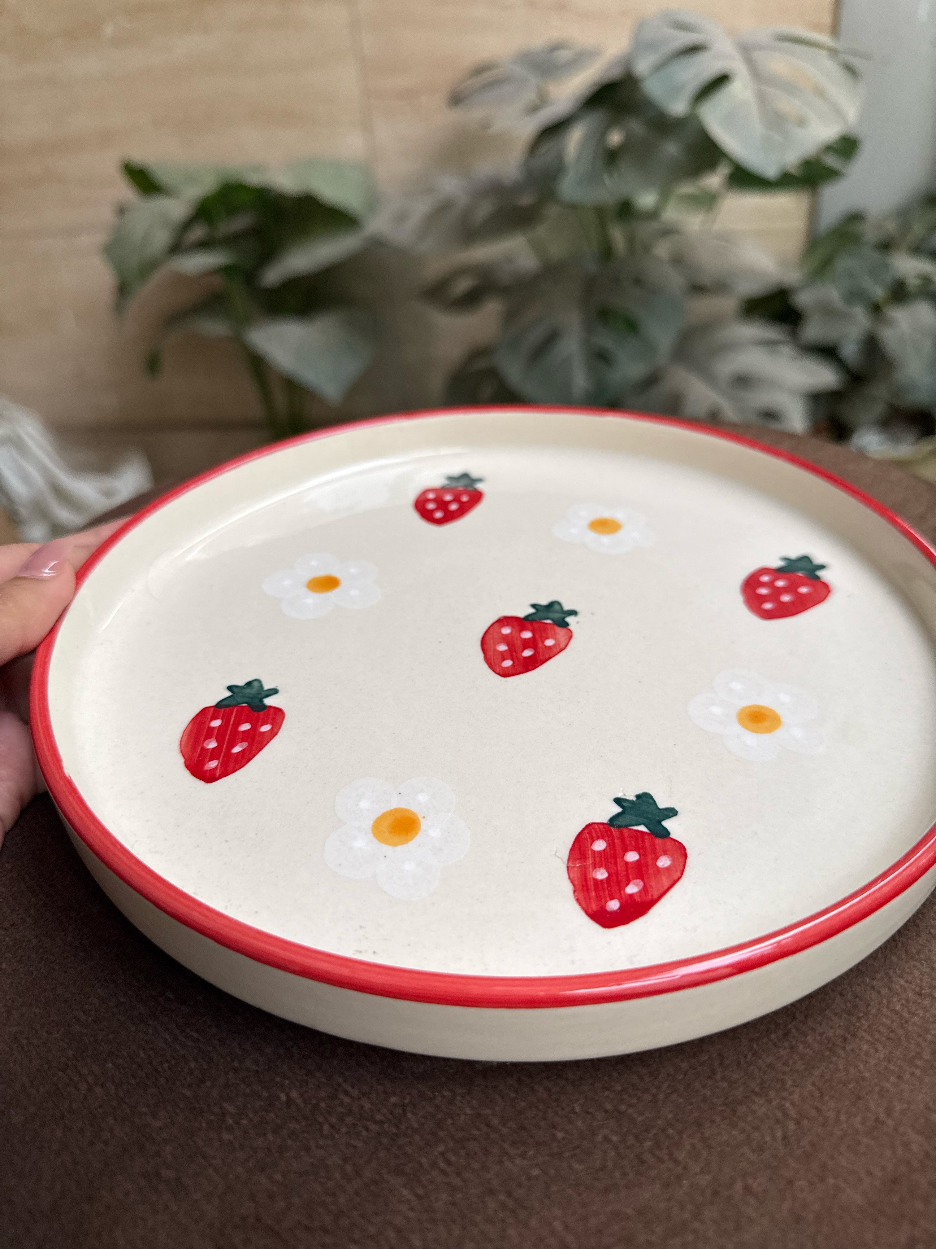 Strawberry Plate | Beautiful Handpainted Strawberries | 8-inch Ceramic Plate