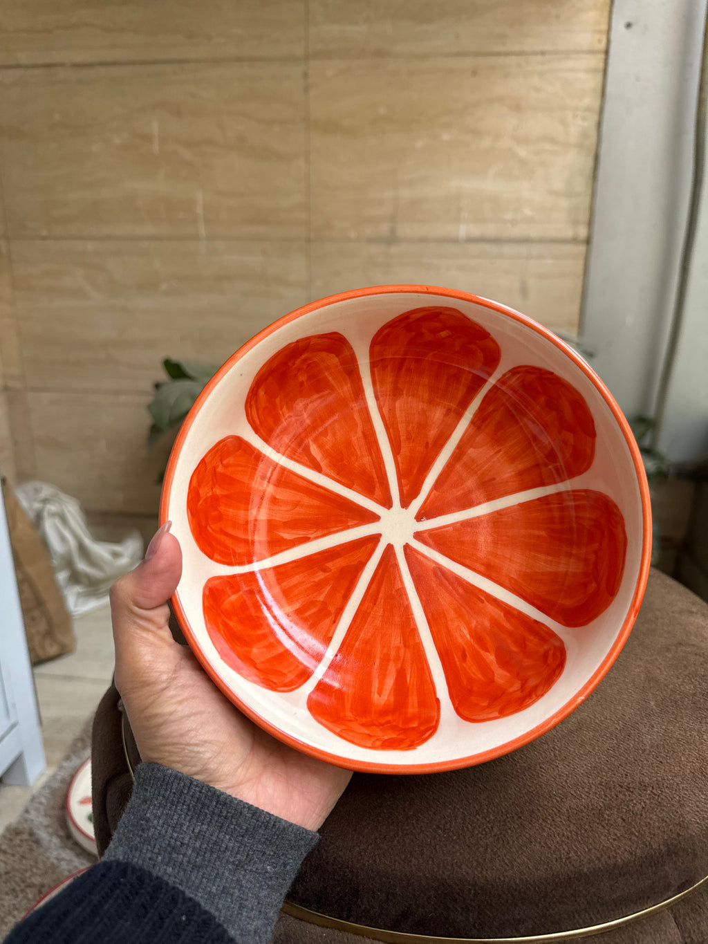 Orange Melon Bowl - Big serving Bowl