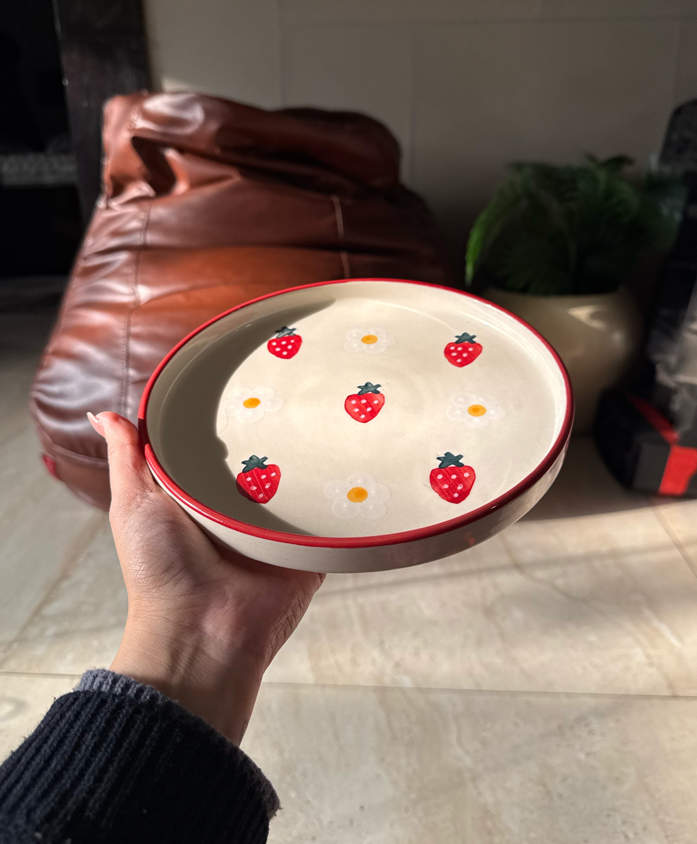Strawberry Plate | Beautiful Handpainted Strawberries | 8-inch Ceramic Plate