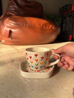 Colourful Hearts Mug and Saucer