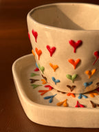 Colourful Hearts Mug and Saucer