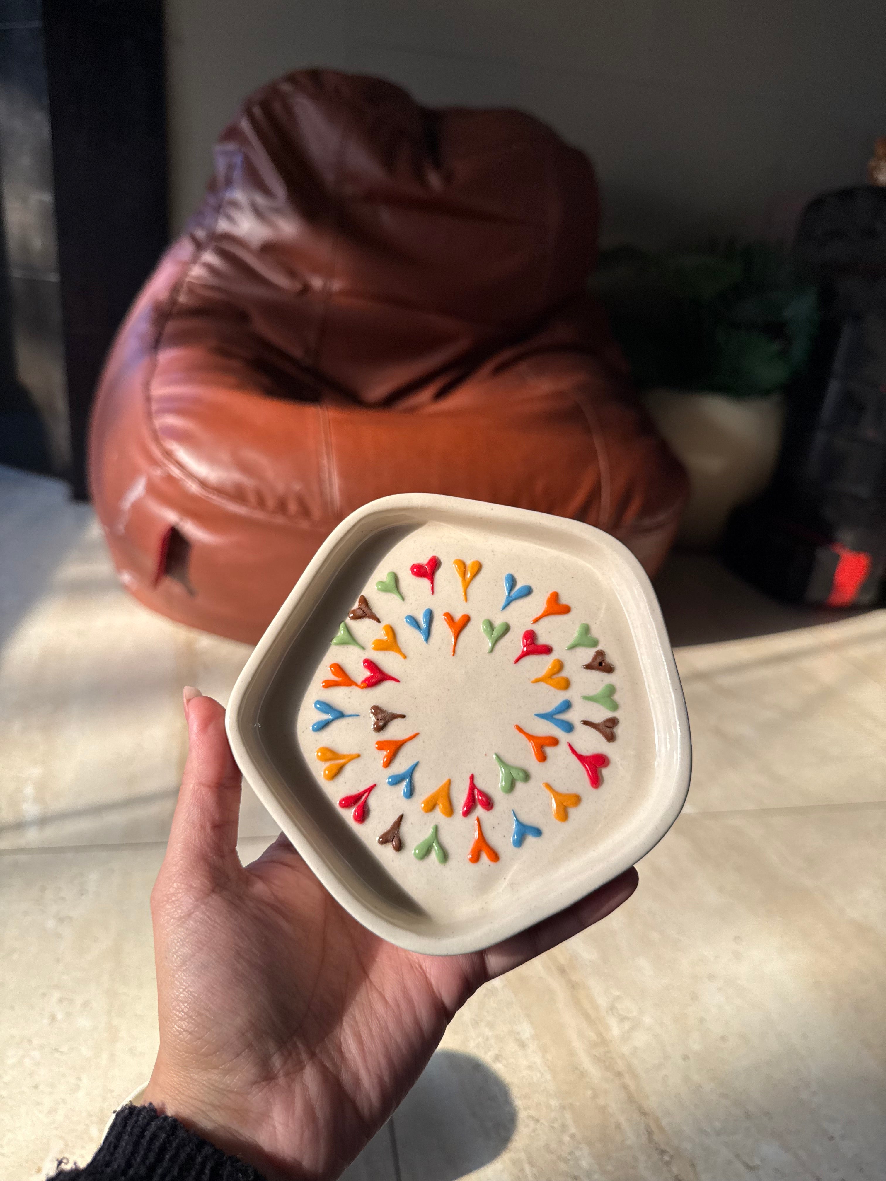 Colourful Hearts Mug and Saucer