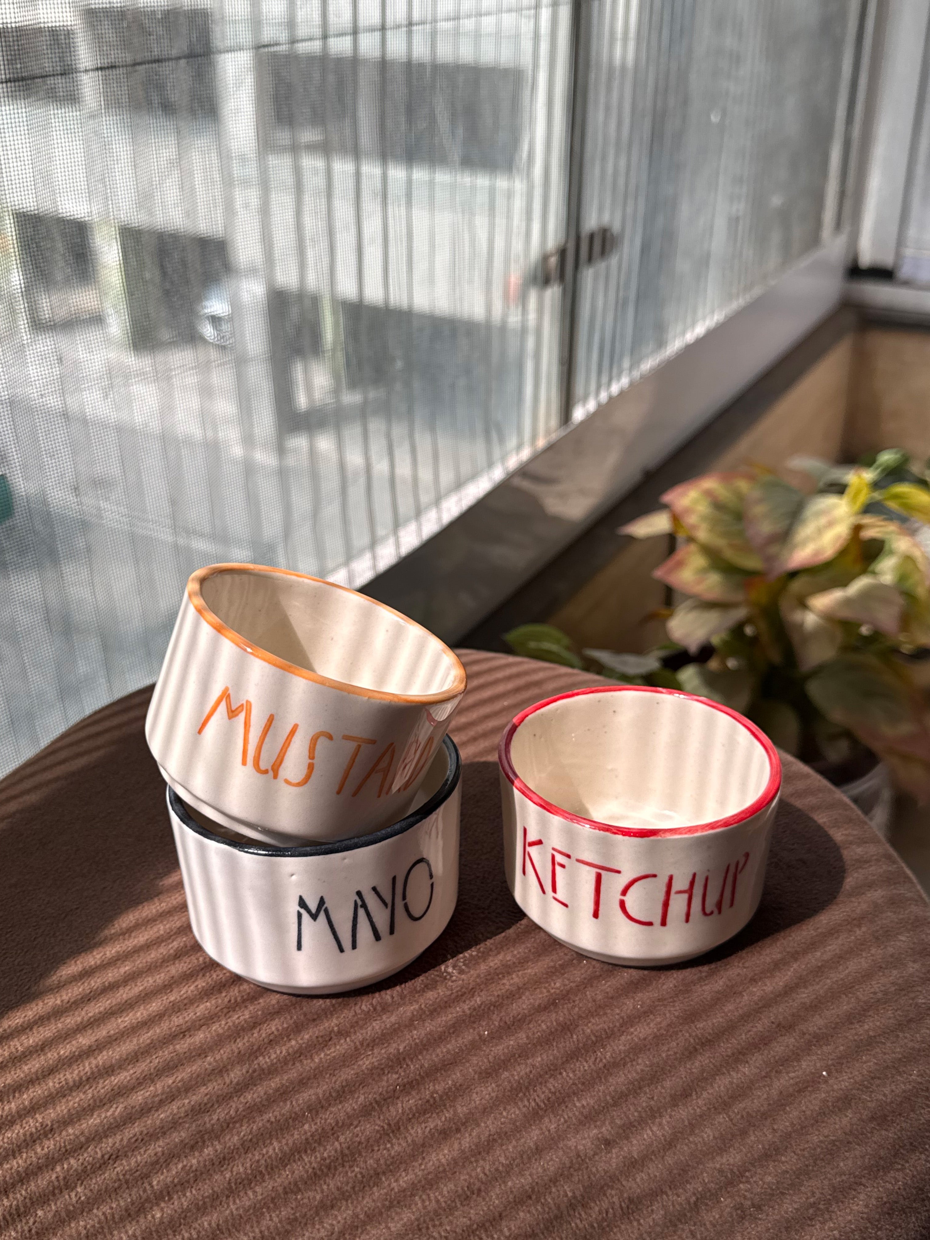 Dip Bowls - Ketchup, Mustard, Mayo | Pack of 3 Bowls