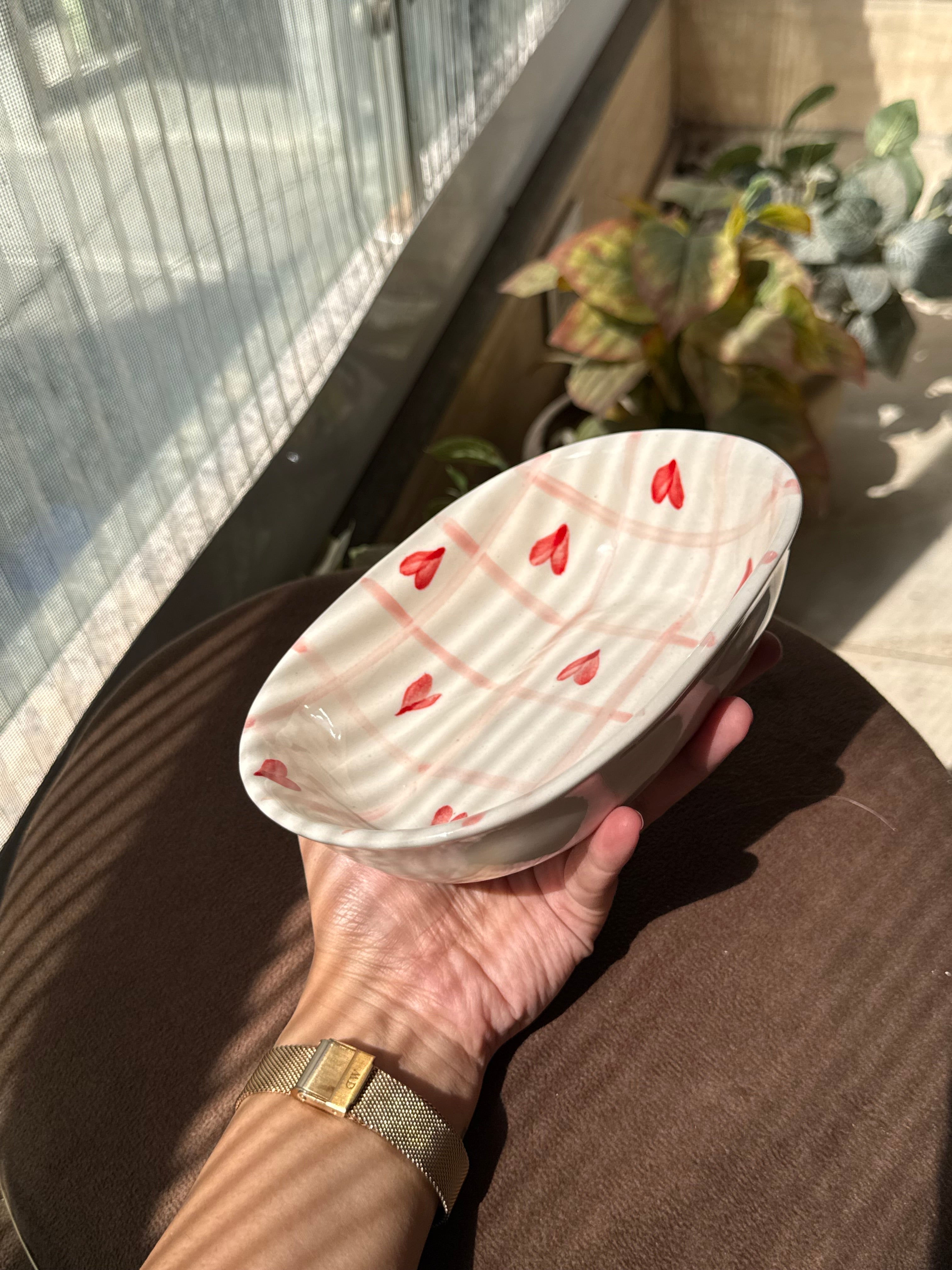 Checks Hearts Oval Bowl (Set of 2 Bowls)❤️
