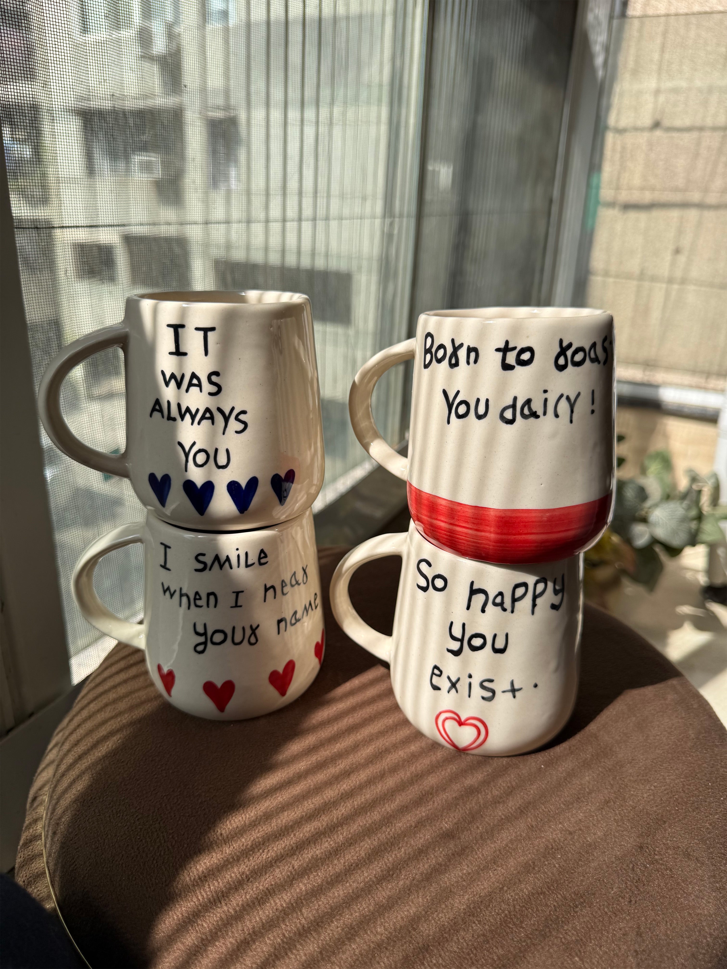 Love Quotes Ceramic Mugs (Set of 4)