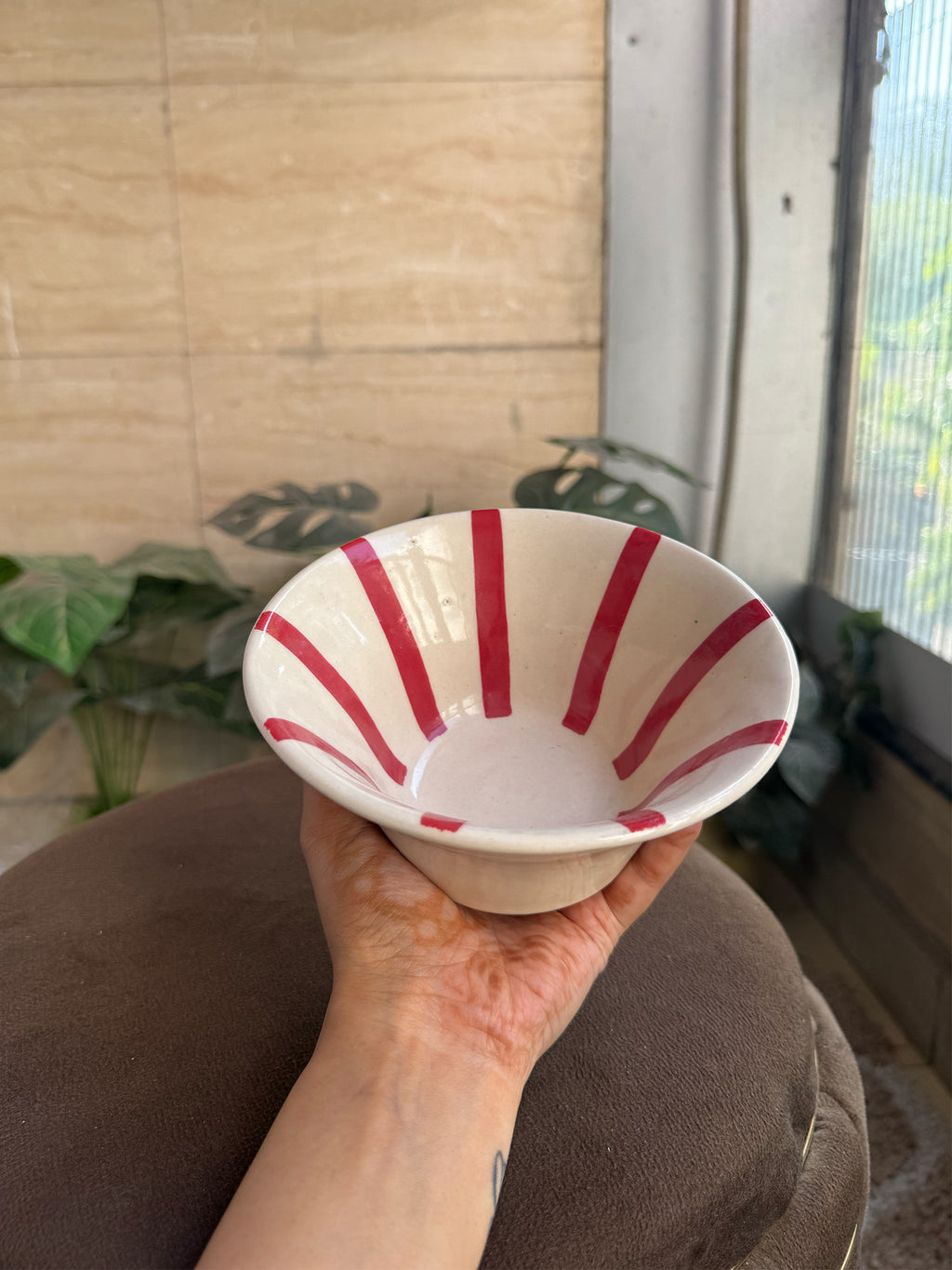 ❤️ Flared Cherry Stripe Bowl