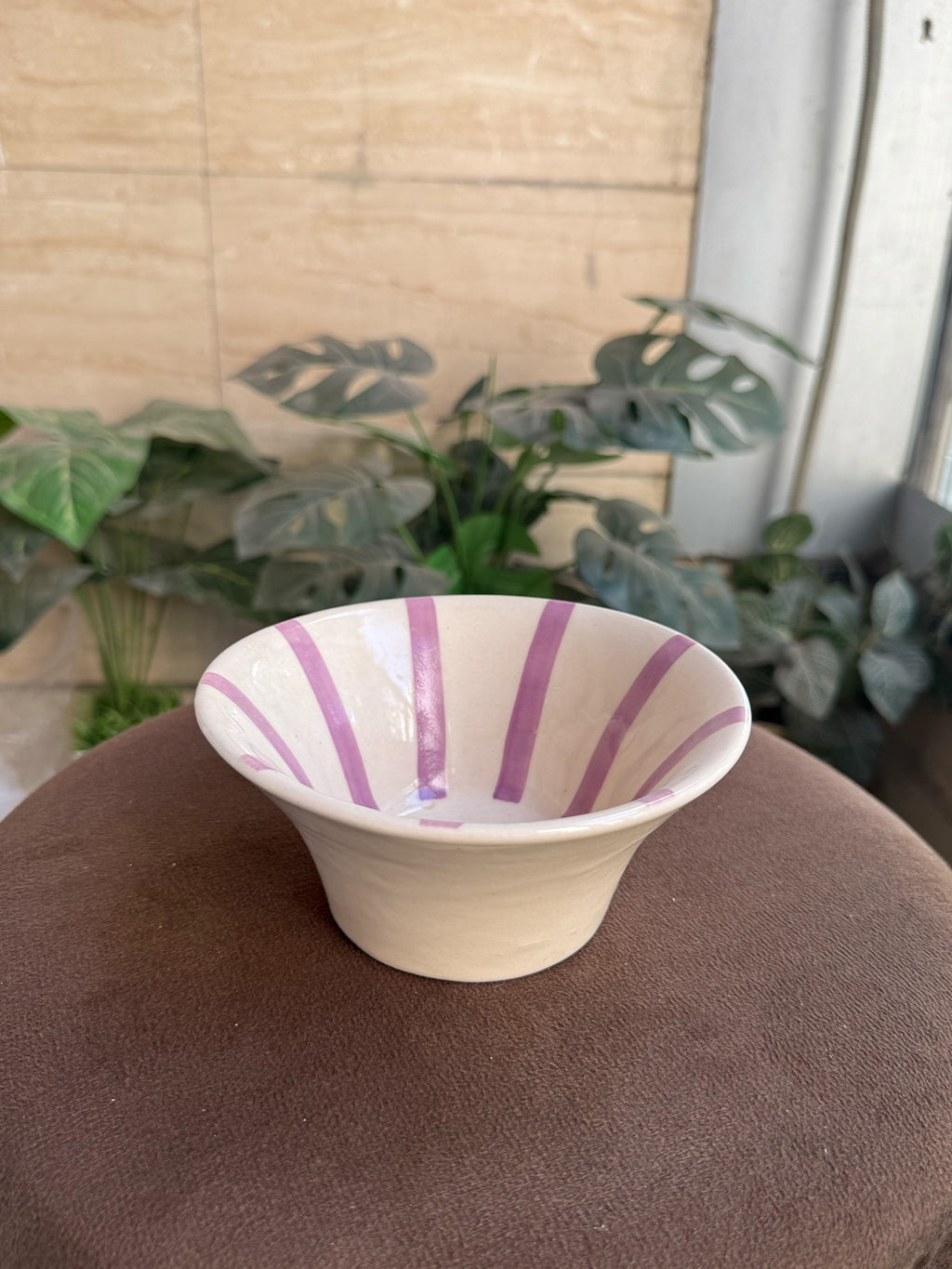 💜 Flared Lavender Stripe Bowl
