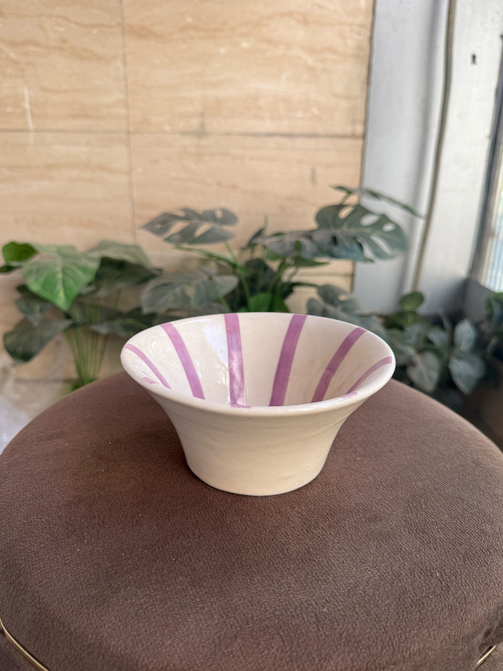 💜 Flared Lavender Stripe Bowl