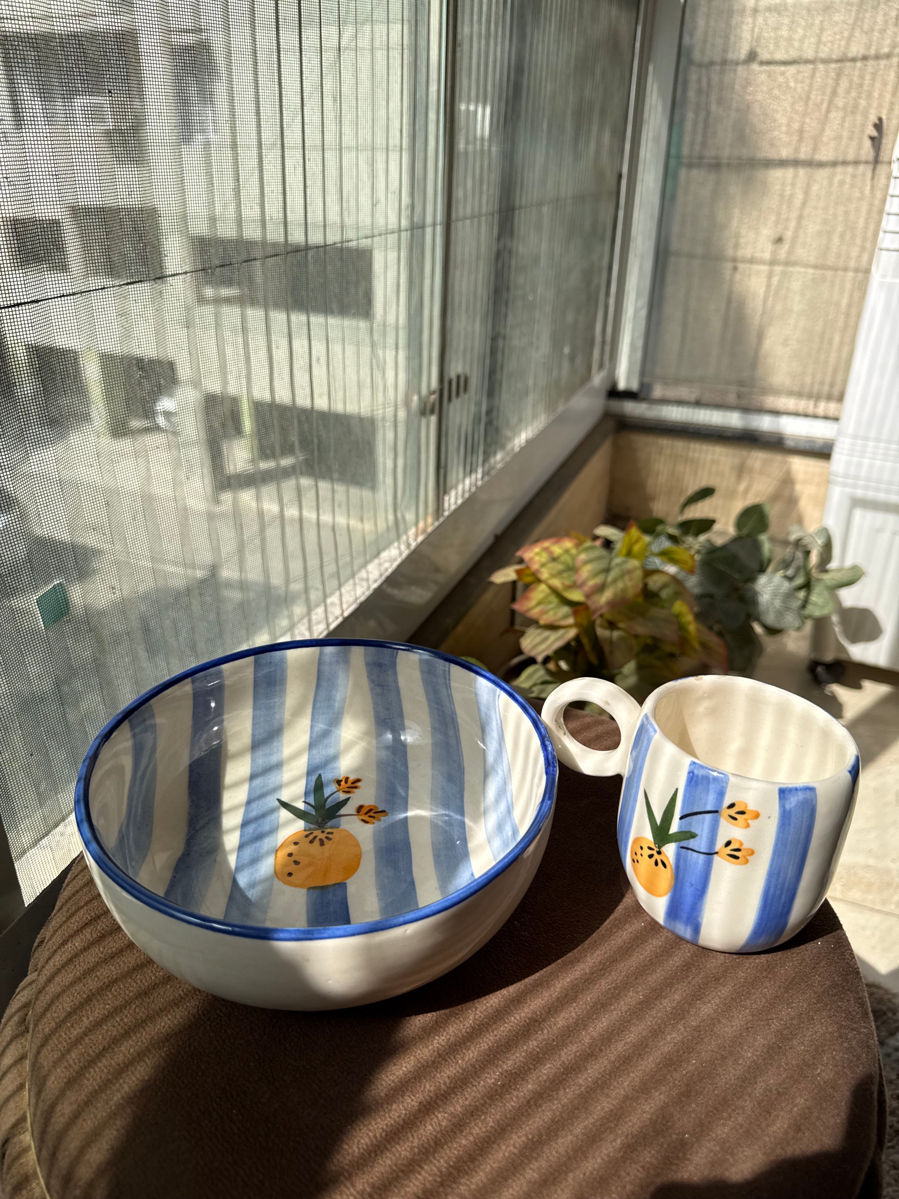 Pineapple Ceramic Bowl and Mug Combo🍍