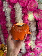 Mittiraa Home Orange Elephant Tealight Holder🪔