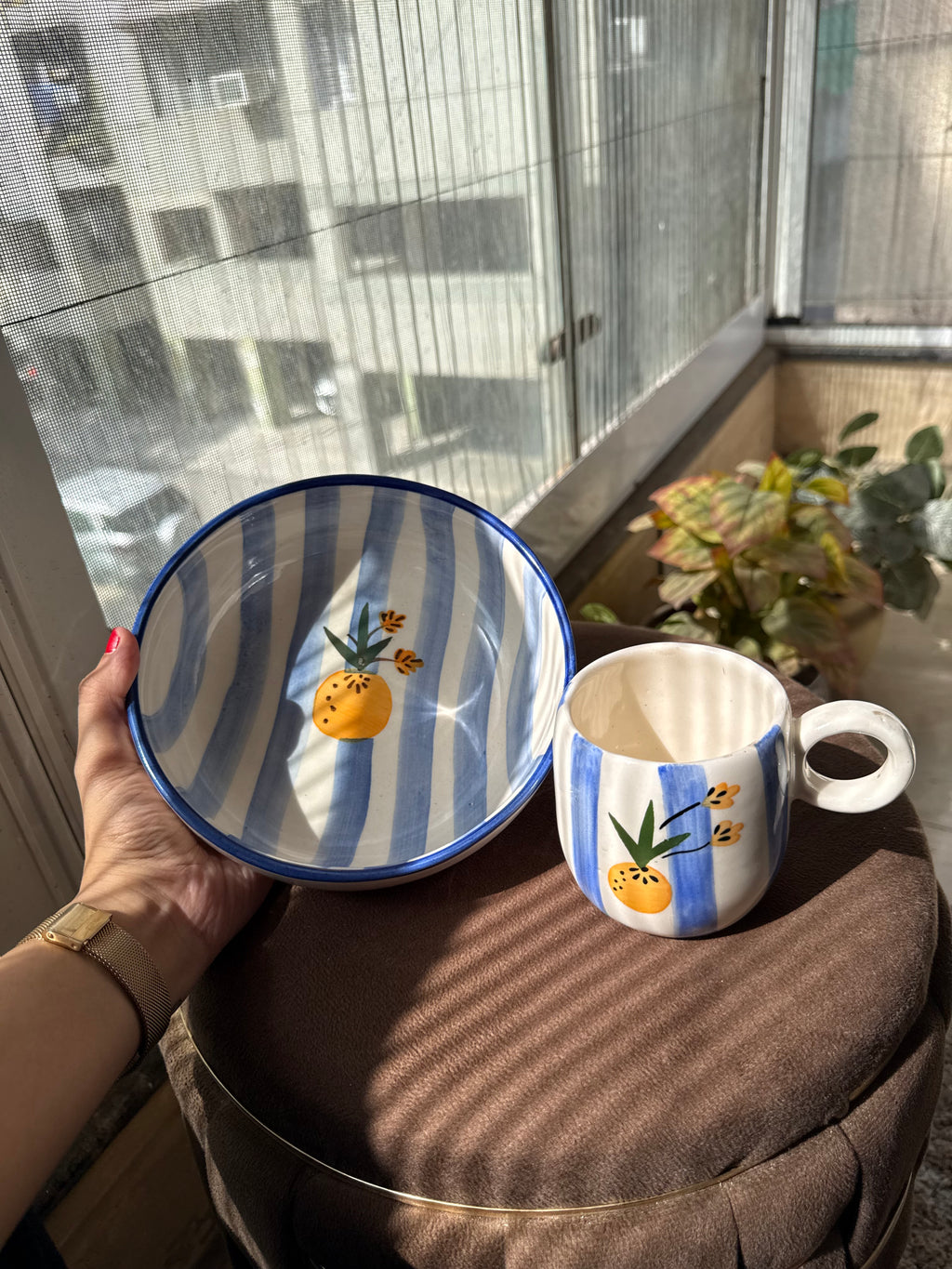 Pineapple Ceramic Bowl and Mug Combo🍍