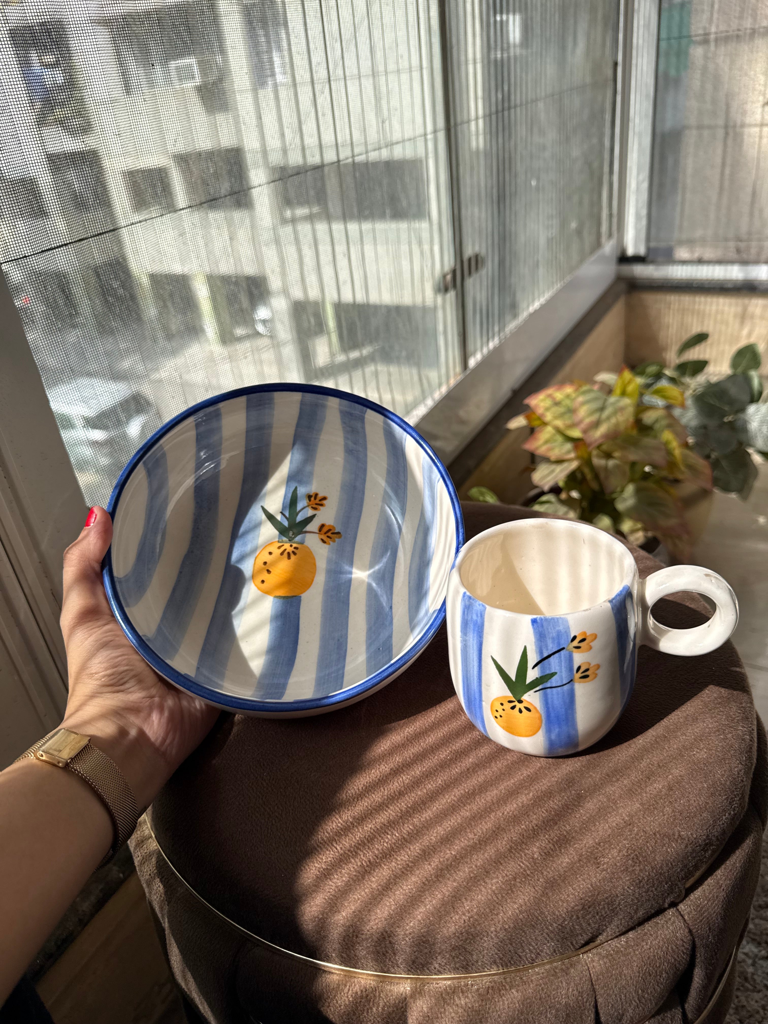 Pineapple Ceramic Bowl and Mug Combo🍍