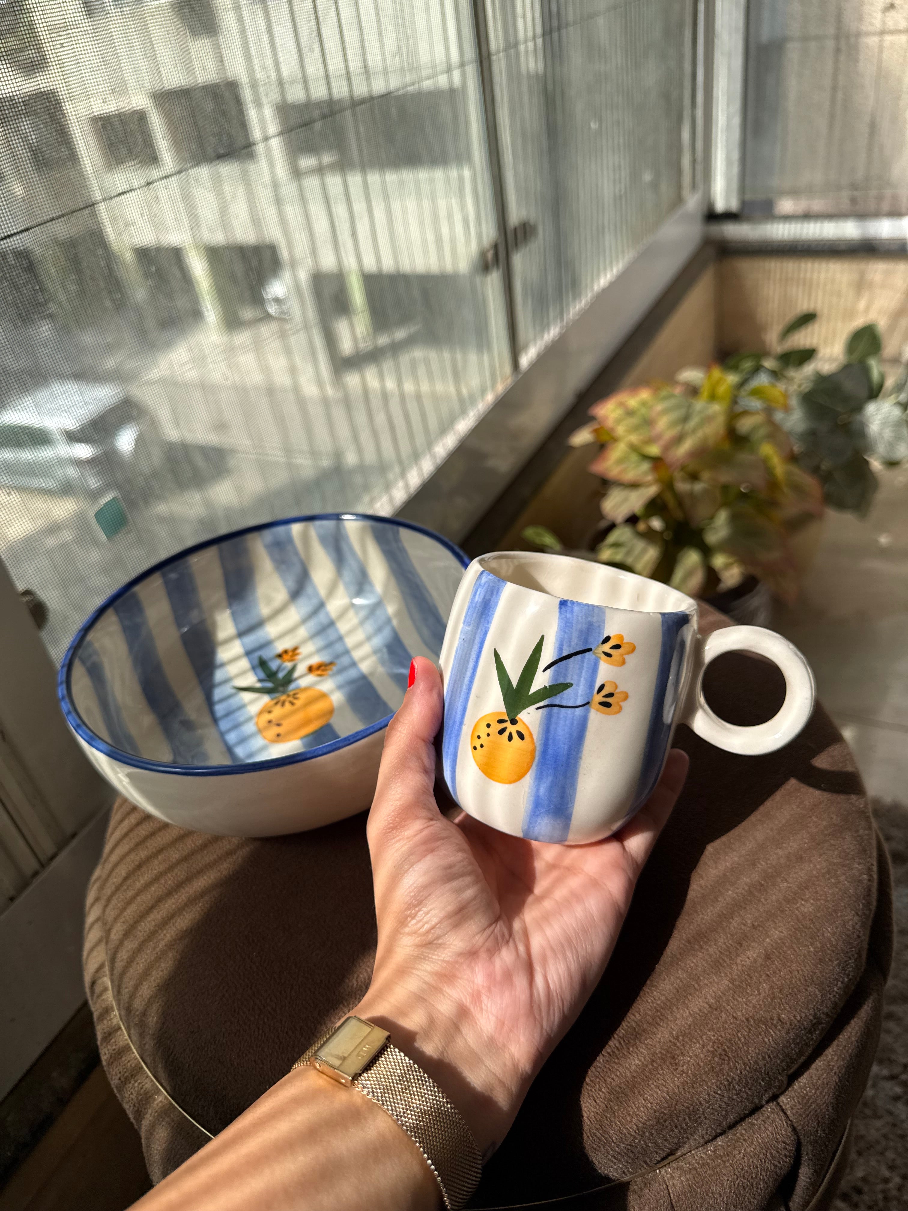 Pineapple Ceramic Bowl and Mug Combo🍍
