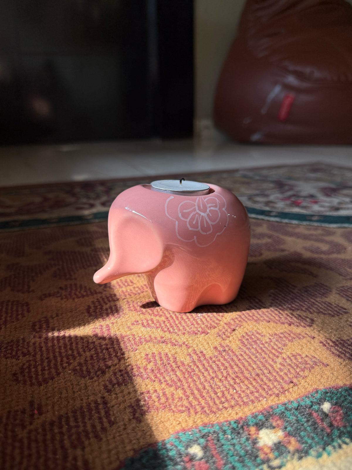 Mittiraa Home Pink Elephant Tealight Holder