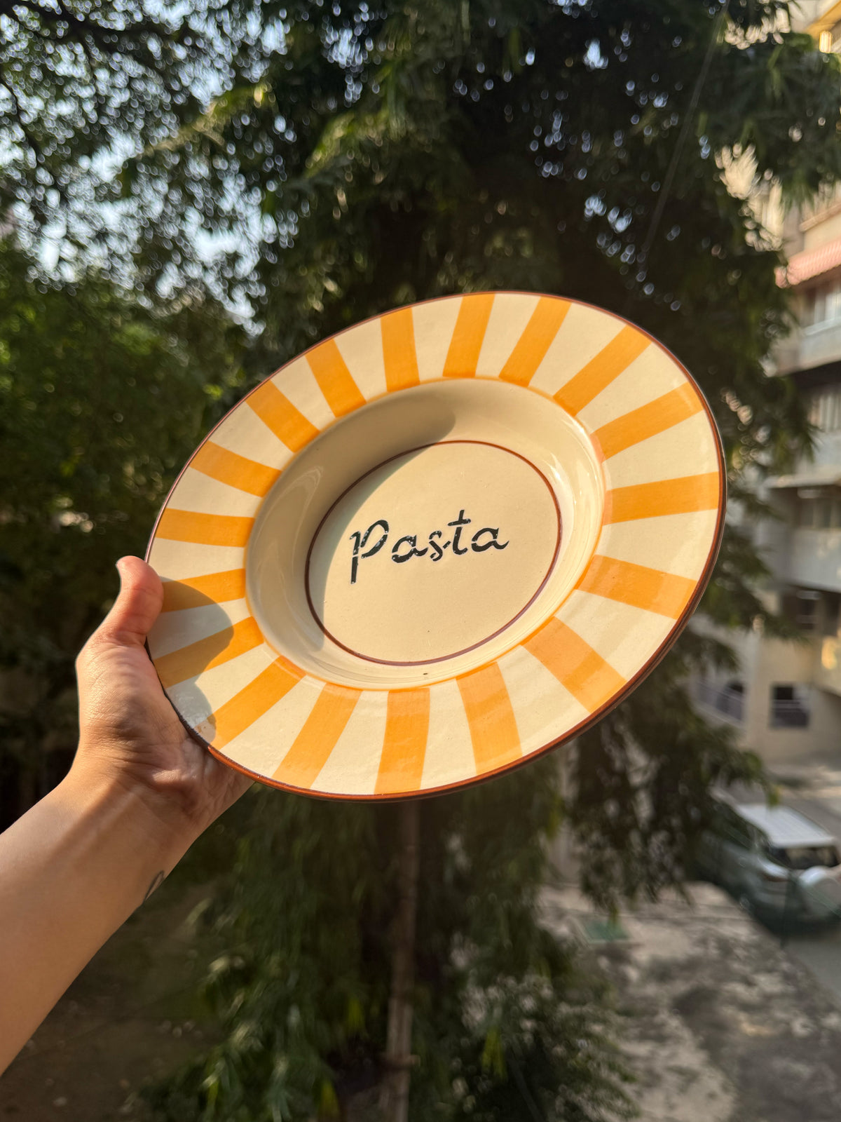 Mittiraa Home Sunset Stripe Pasta Plate | 10 inch | Beautiful Plate