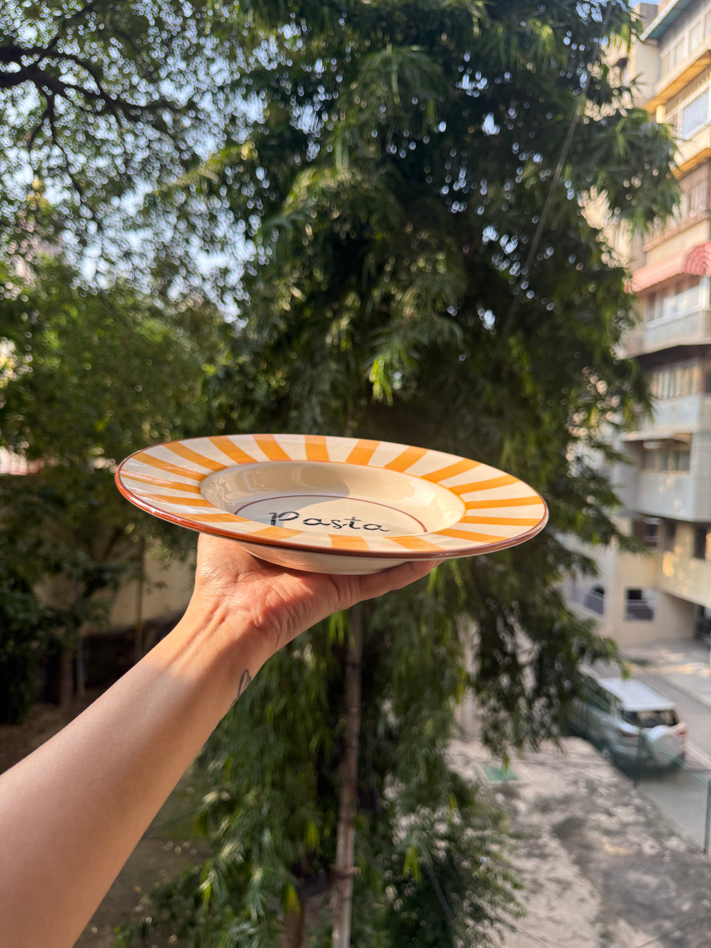 Mittiraa Home Sunset Stripe Pasta Plate | 10 inch | Beautiful Plate