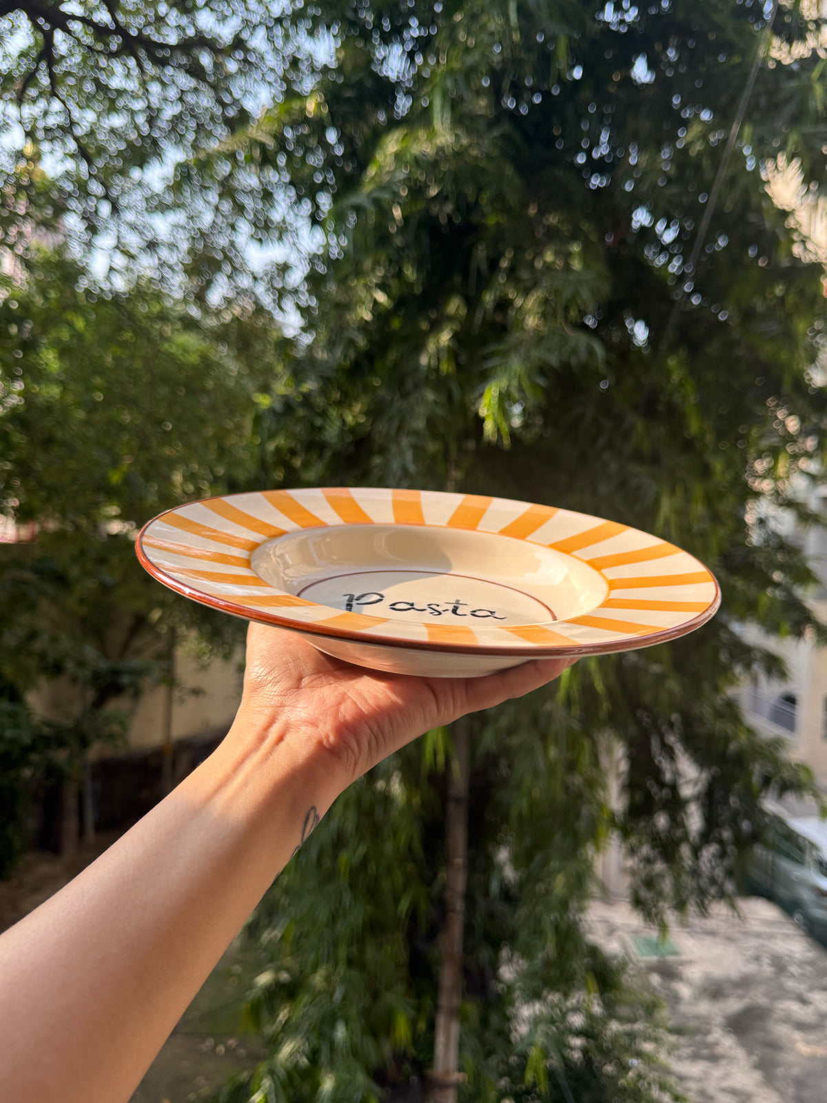 Mittiraa Home Sunset Stripe Pasta Plate | 10 inch | Beautiful Plate